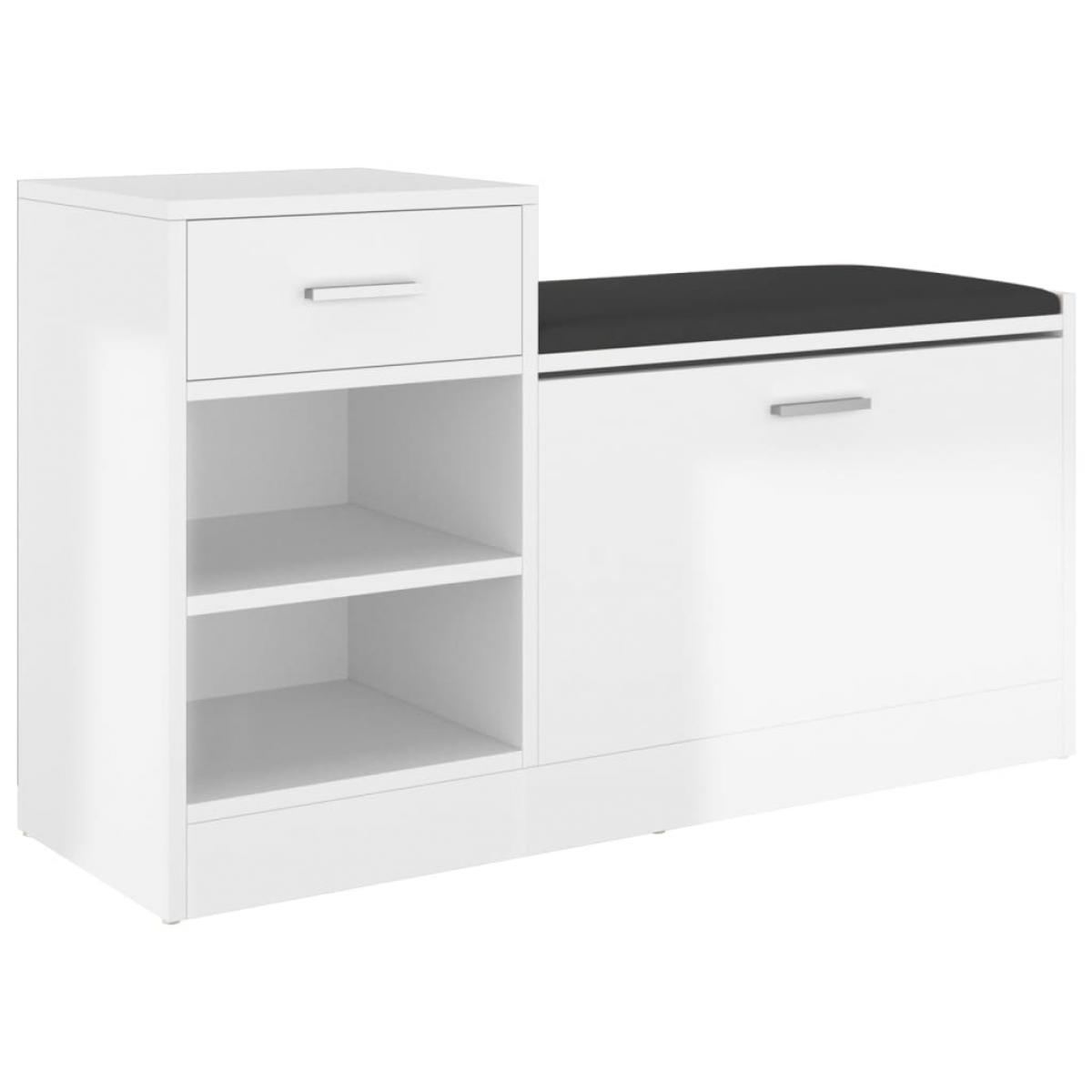 Banco zapatero aglomerado blanco con brillo 94,5x31x57 cm