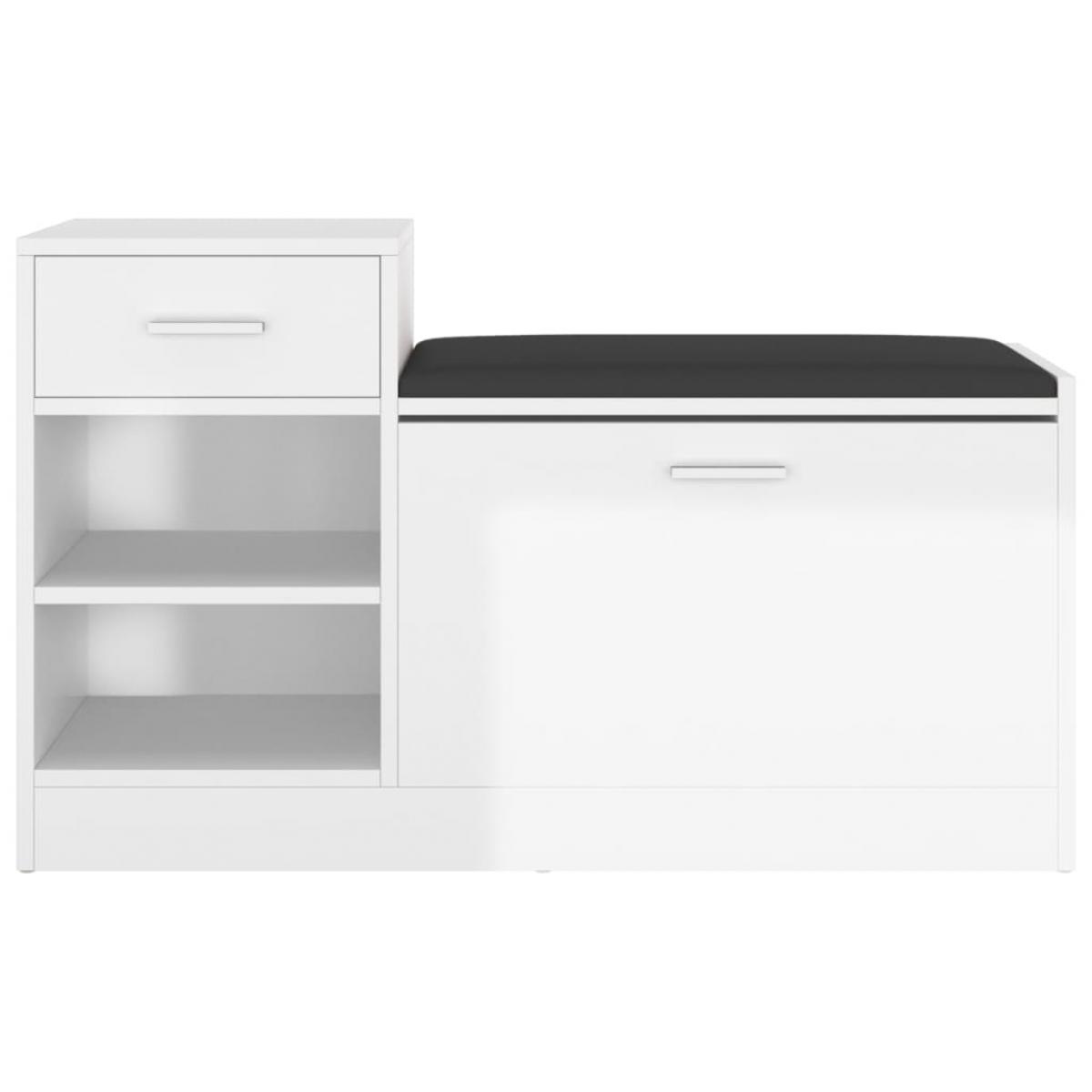 Banco zapatero aglomerado blanco con brillo 94,5x31x57 cm