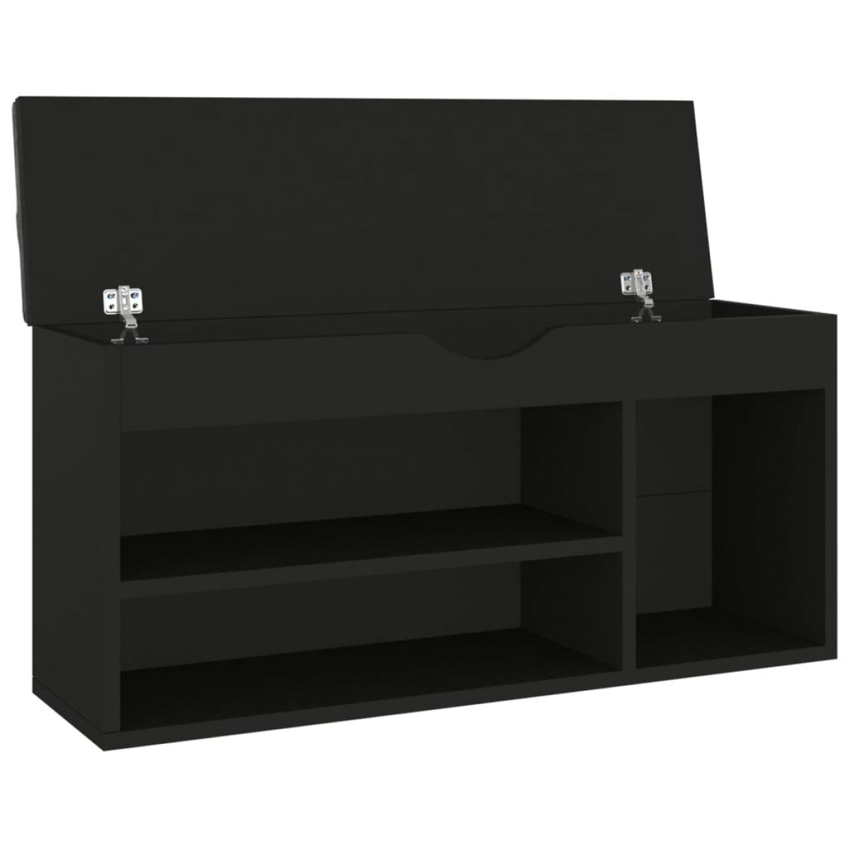 Banco zapatero con cojín de aglomerado negro 104x30x49 cm