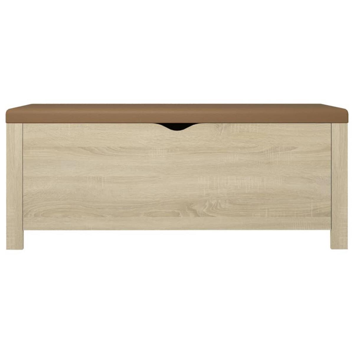 Caja de almacenaje y cojín madera ingeniería roble 105x40x45 cm