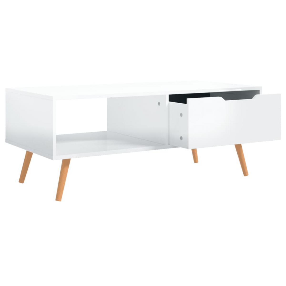 Mesa de centro madera ingeniería blanco brillo 100x49,5x43 cm
