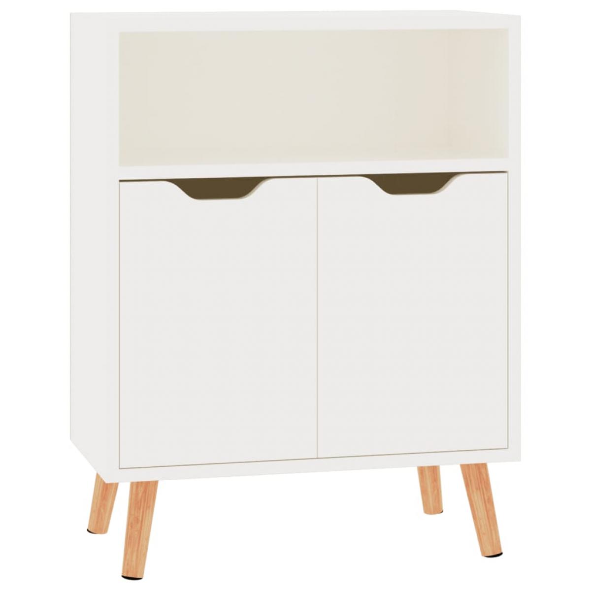 Aparador de madera de ingeniería blanco brillo 60x30x72 cm