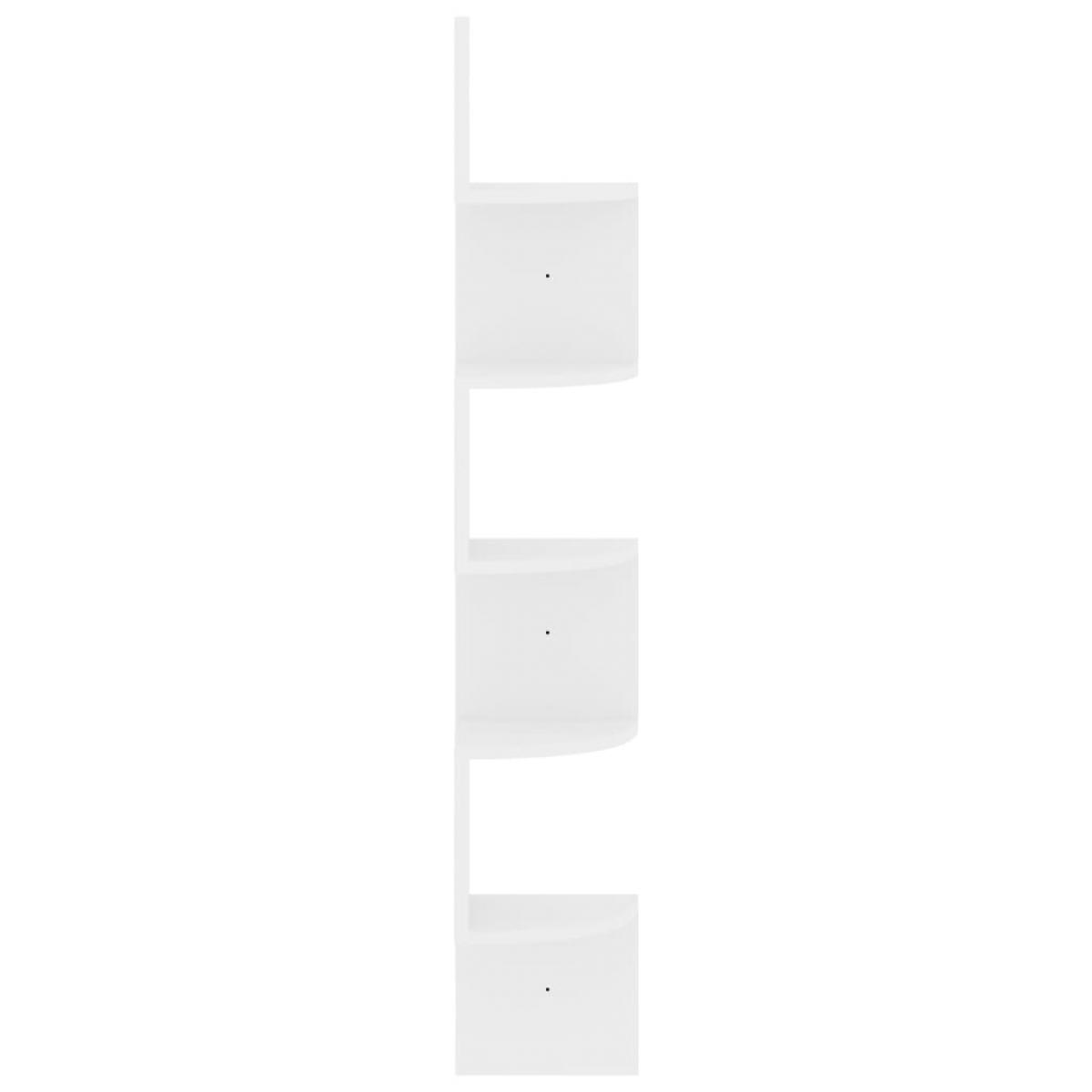 Estante de esquina de pared madera de ingeniería blanco brillo