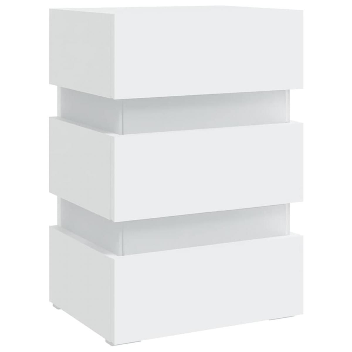 Mesita de noche luz LED madera de ingeniería blanco 45x35x67 cm