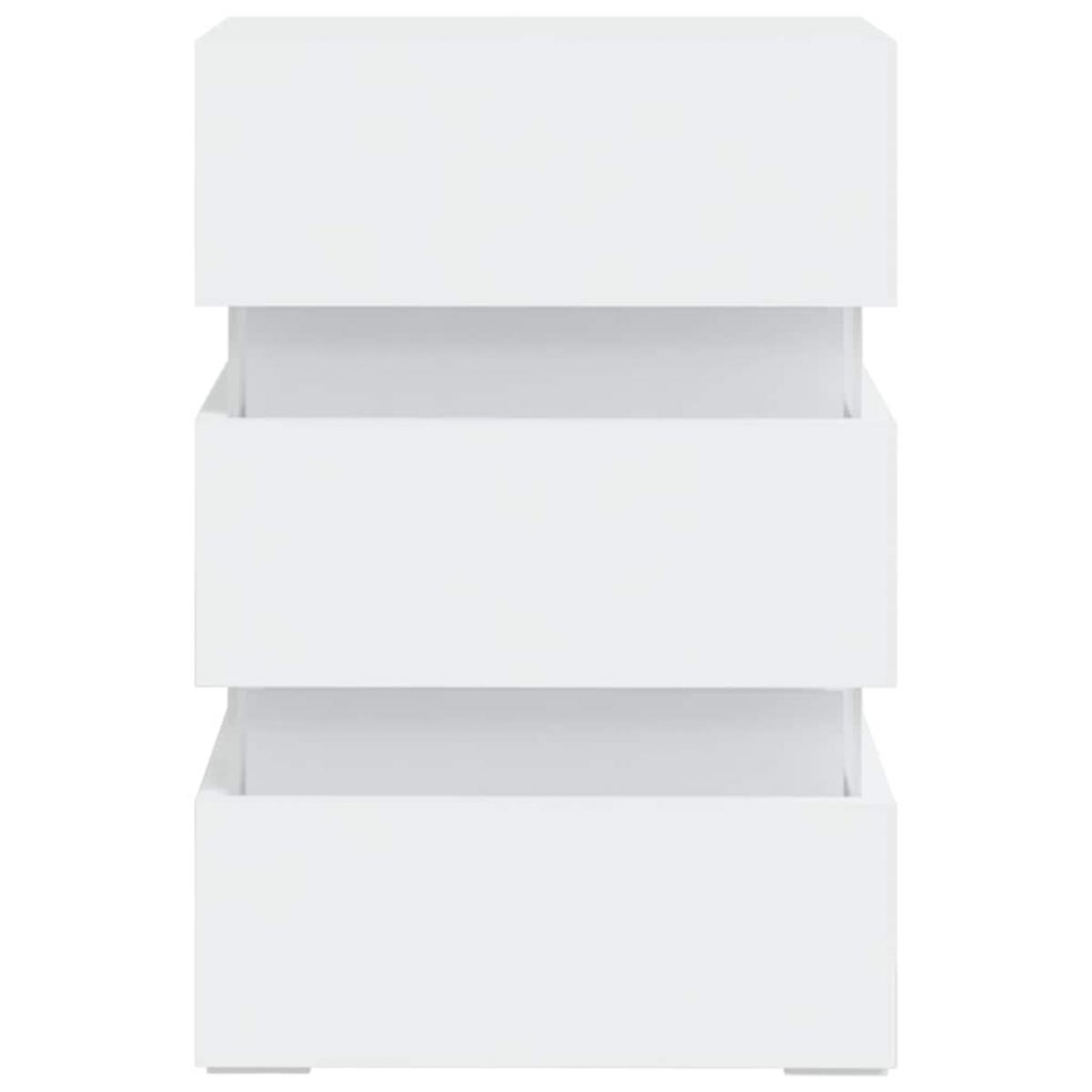 Mesita de noche luz LED madera de ingeniería blanco 45x35x67 cm