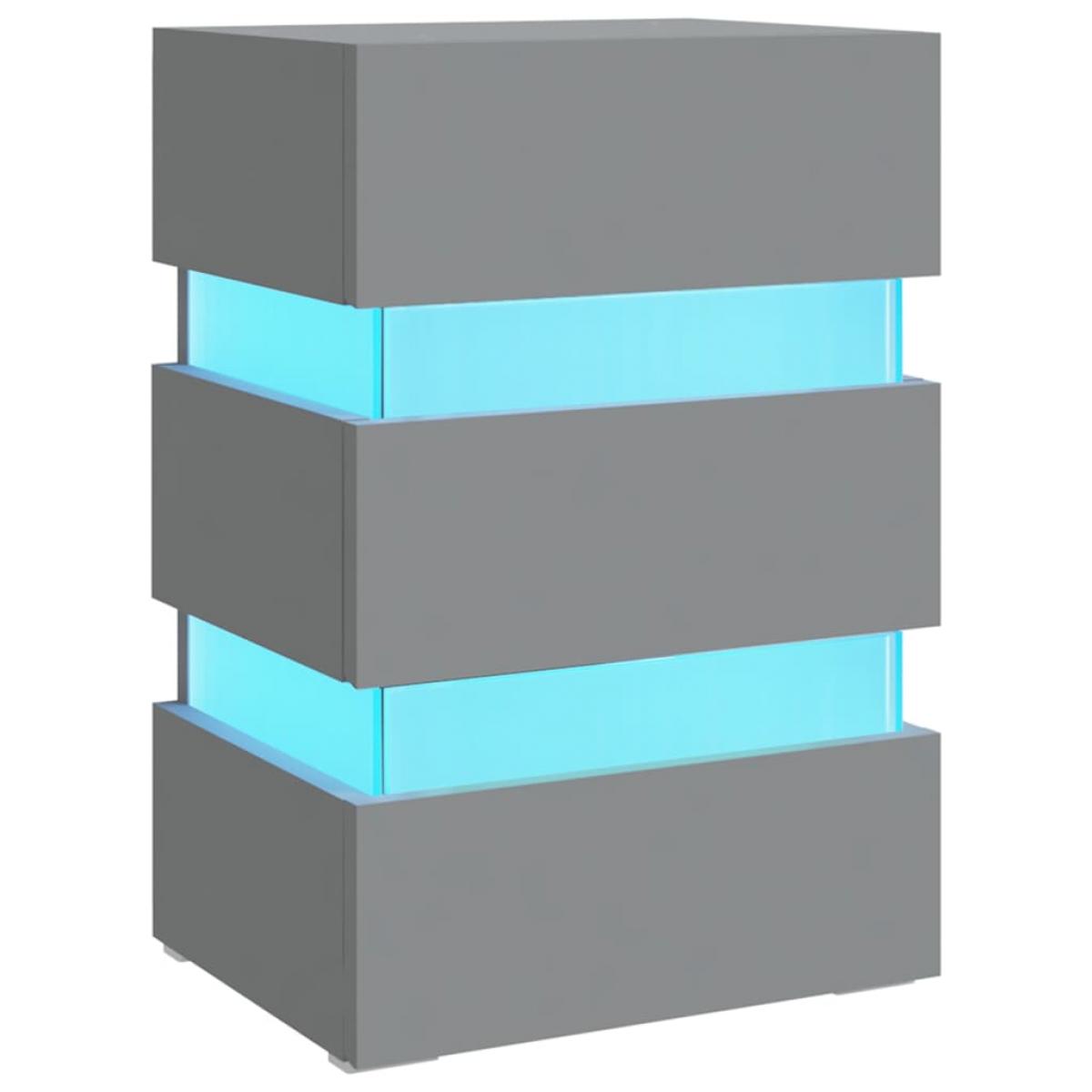 Mesita de noche luz LED madera de ingeniería gris 45x35x67 cm