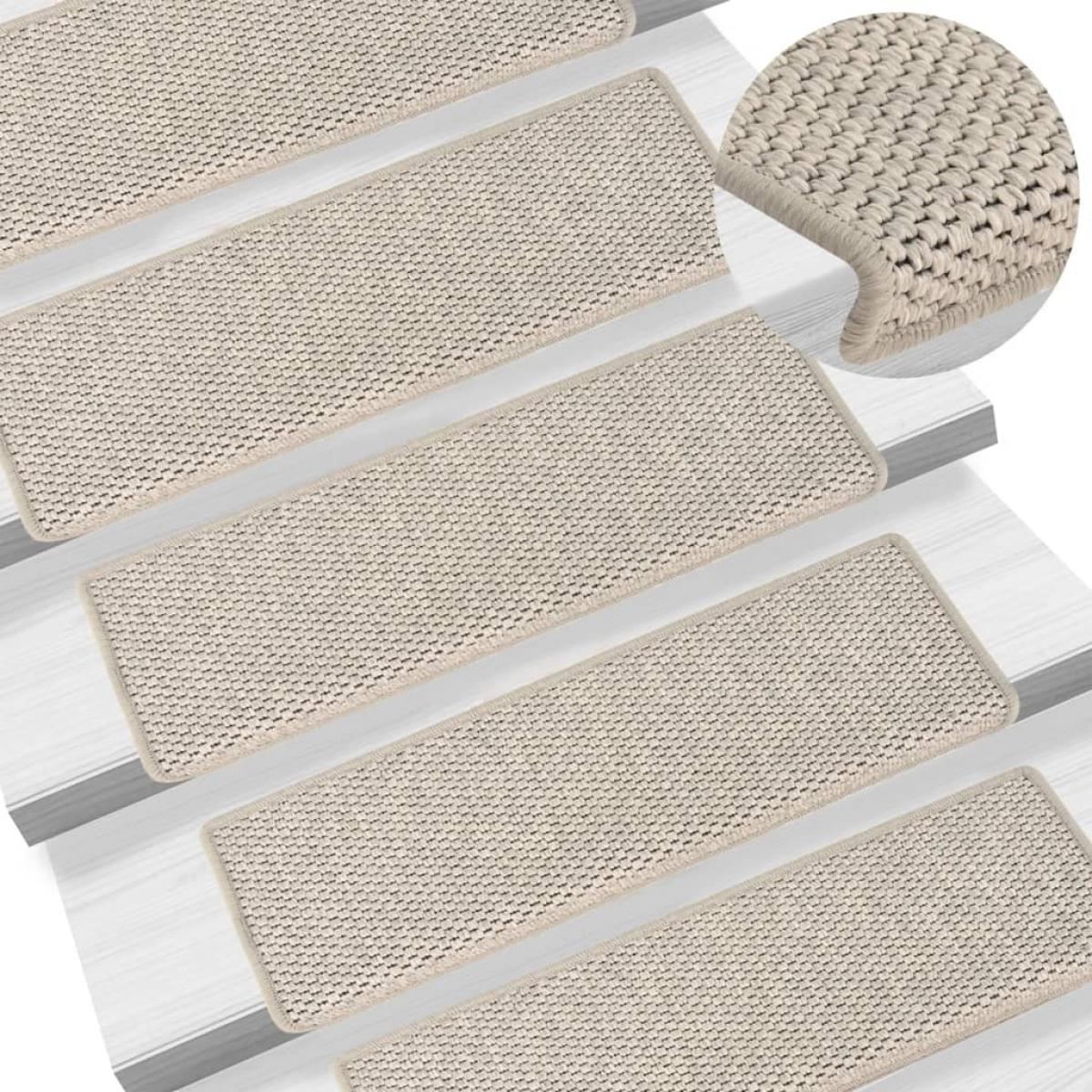 Alfombrilla autoadhesiva escalera sisal 15 uds plateado 65x25cm