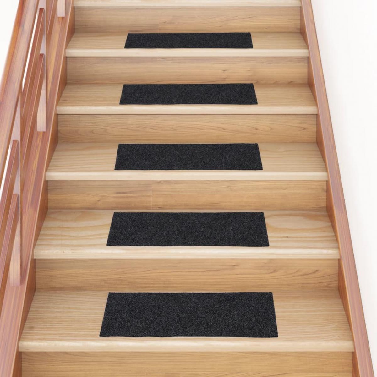 Alfombrilla autoadhesiva escalera 15 uds gris 60x25 cm