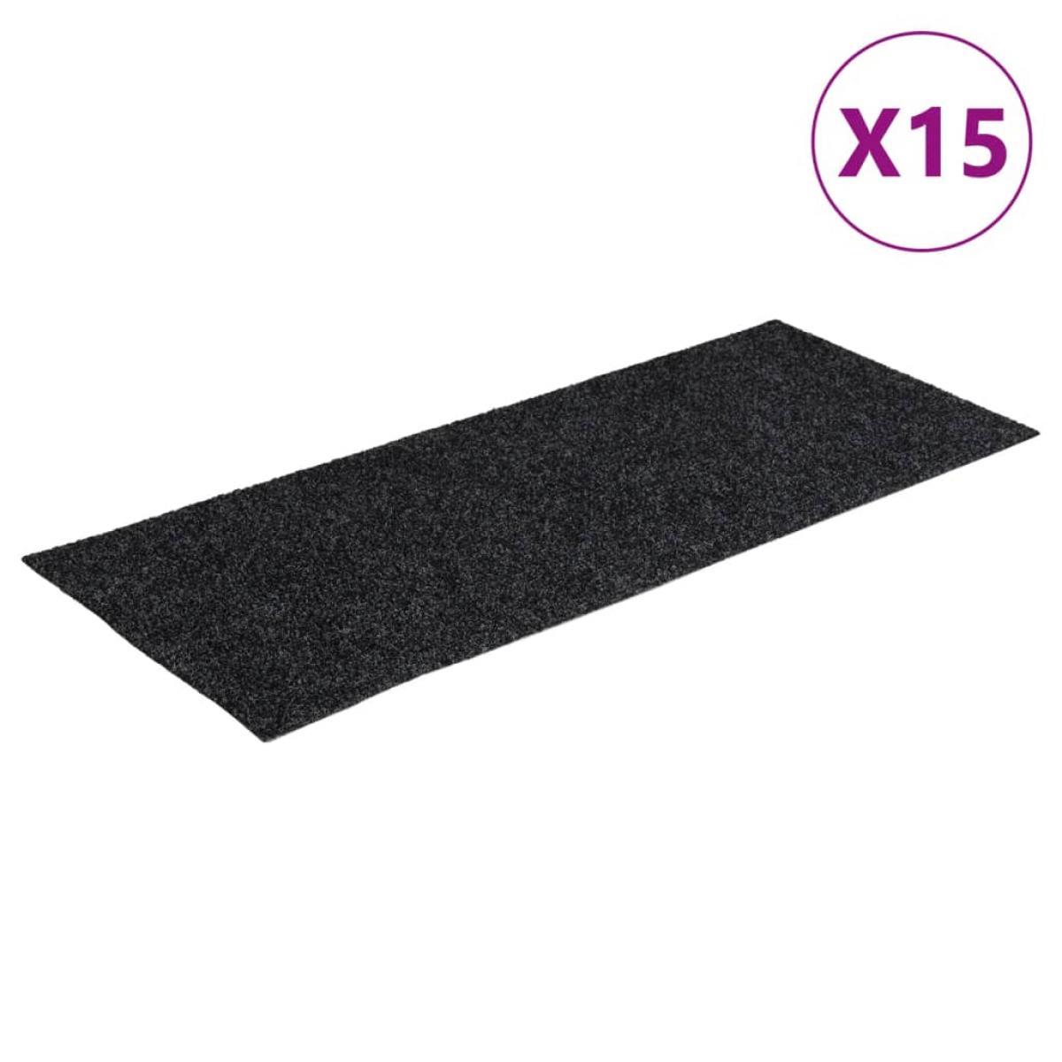 Alfombrilla autoadhesiva escalera 15 uds gris 60x25 cm