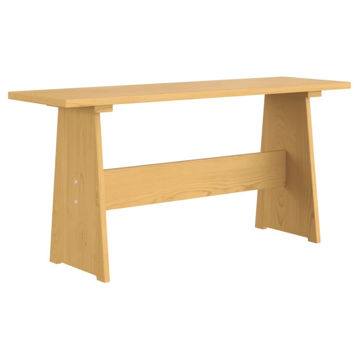 Mesa de comedor con banco de madera maciza marrón miel