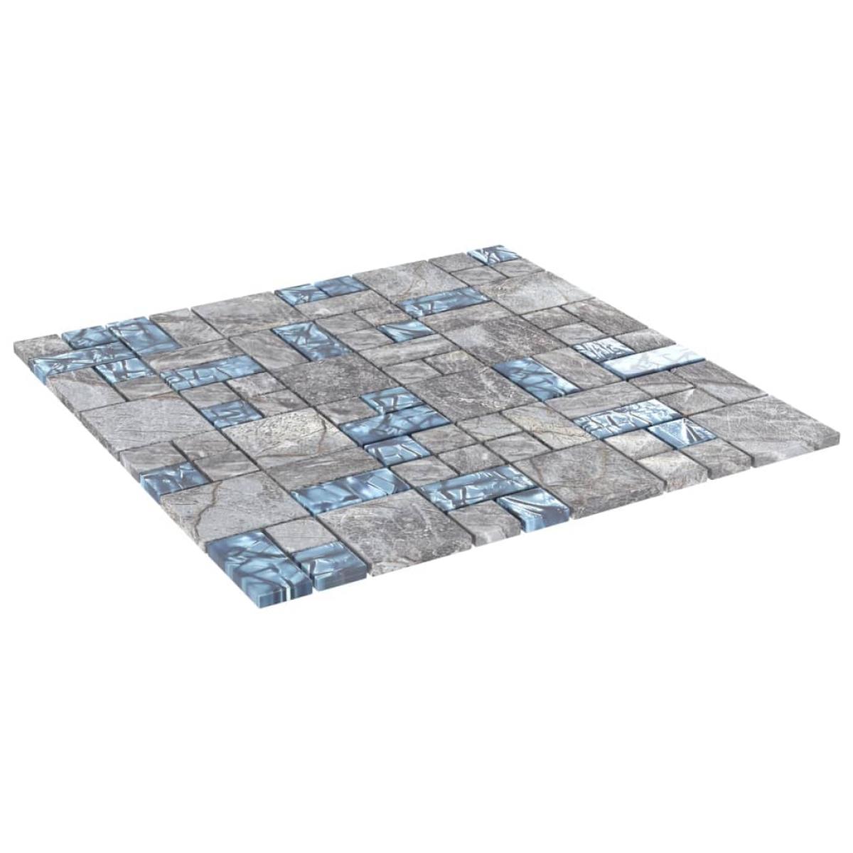 Azulejos de mosaico 11 unidades vidrio gris y azul 30x30 cm