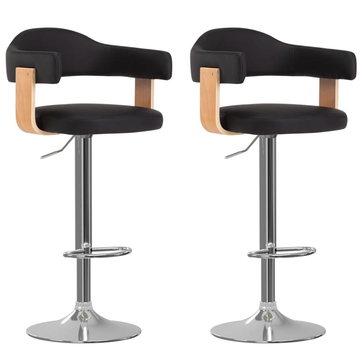 Taburetes de cocina 2 uds cuero sintético madera curvada negro