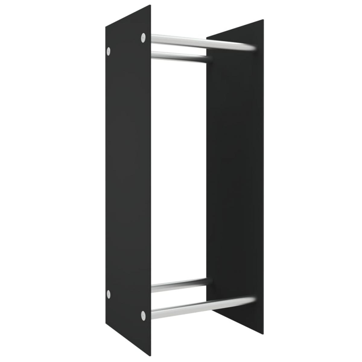 Leñero de vidrio templado negro 40x35x100 cm
