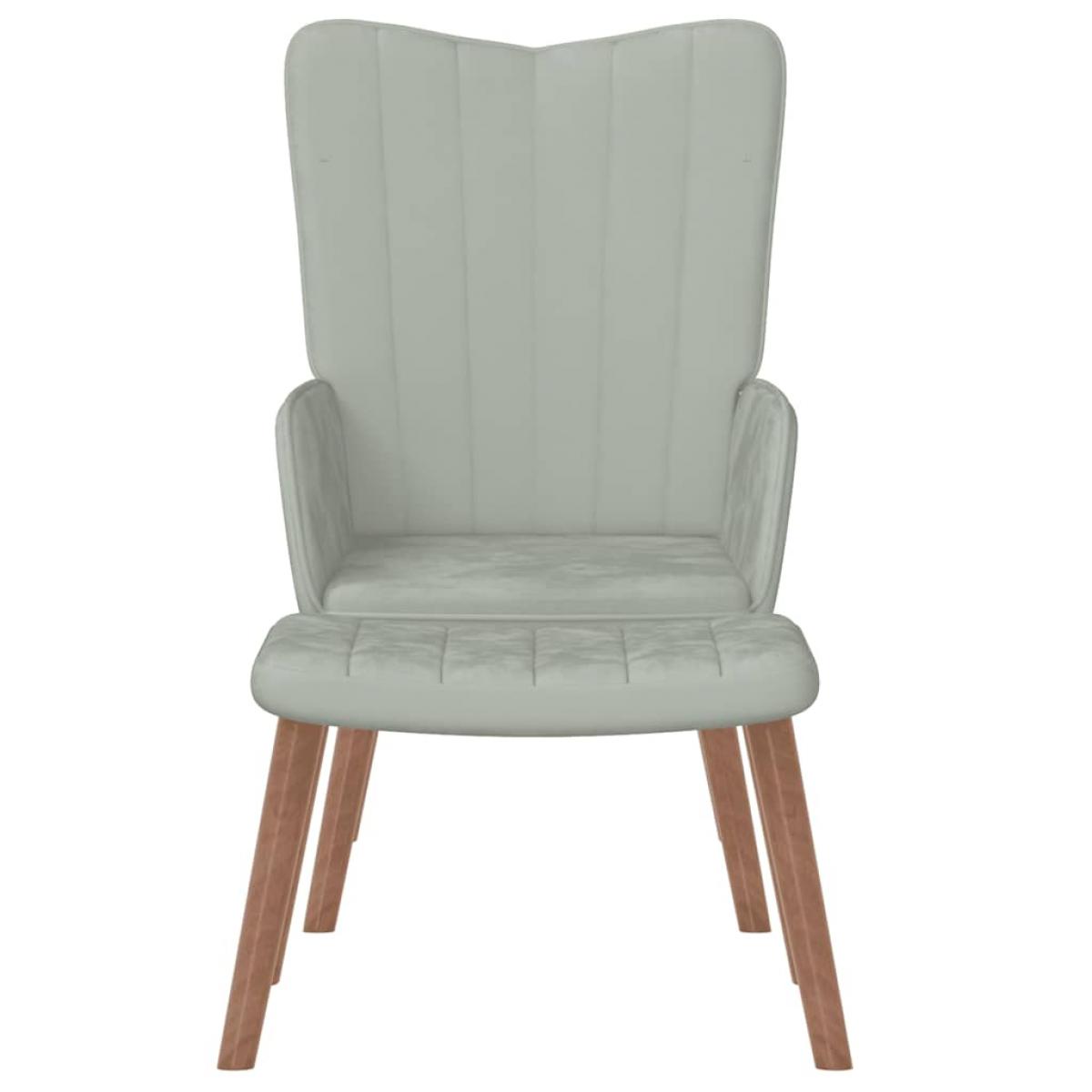 Sillón de relax con taburete de terciopelo gris claro