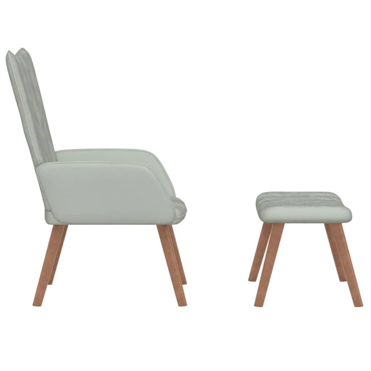Sillón de relax con taburete de terciopelo gris claro