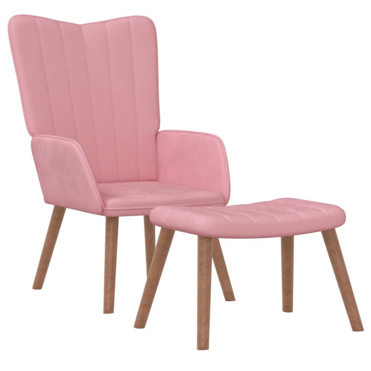 Sillón de relax con taburete terciopelo rosa