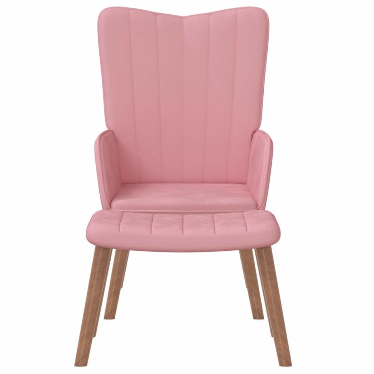 Sillón de relax con taburete terciopelo rosa