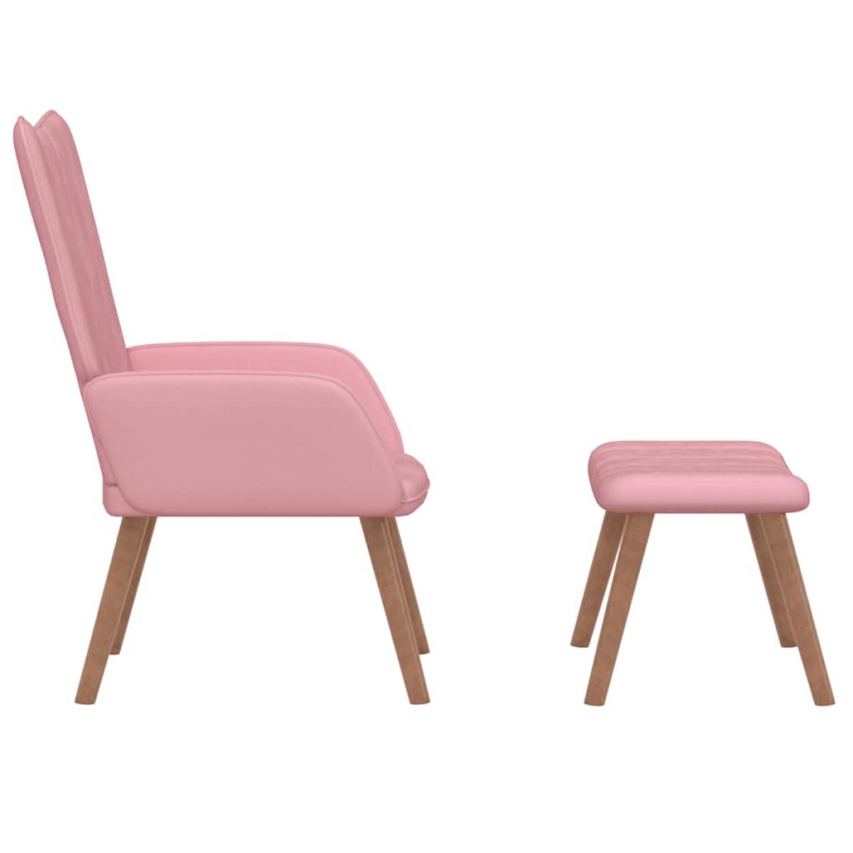 Sillón de relax con taburete terciopelo rosa