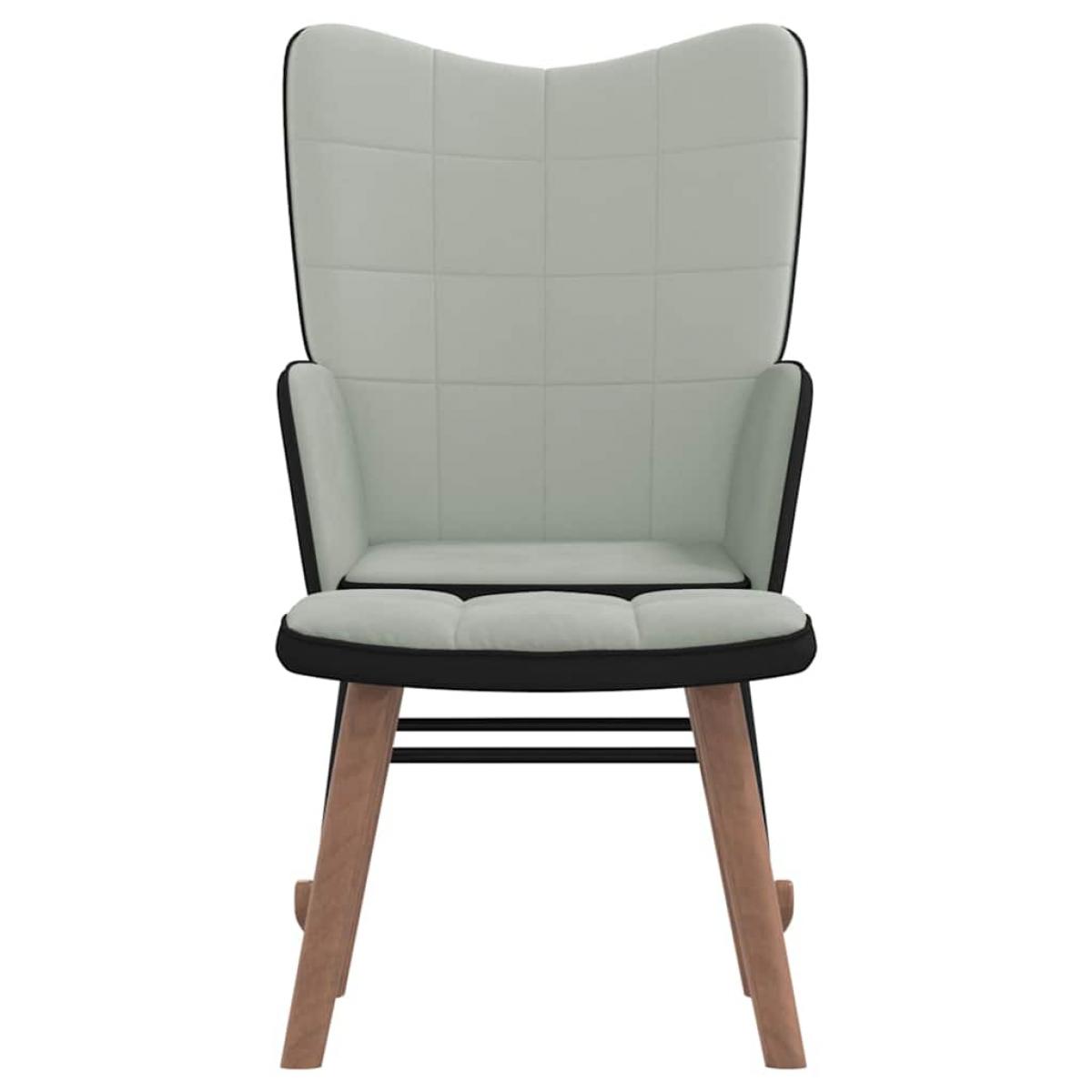 Sillón de relax con taburete terciopelo gris claro y PVC
