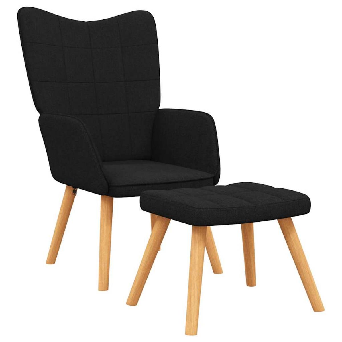 Sillón de relax con reposapiés tela negro