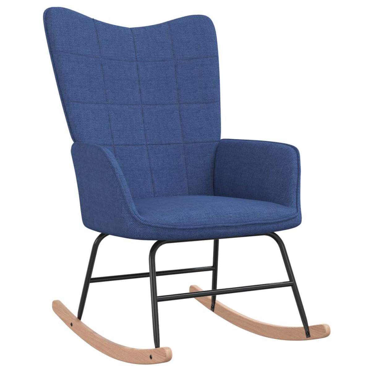 Silla mecedora de tela azul