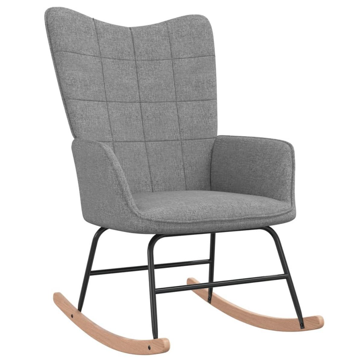 Silla mecedora con reposapiés tela gris claro