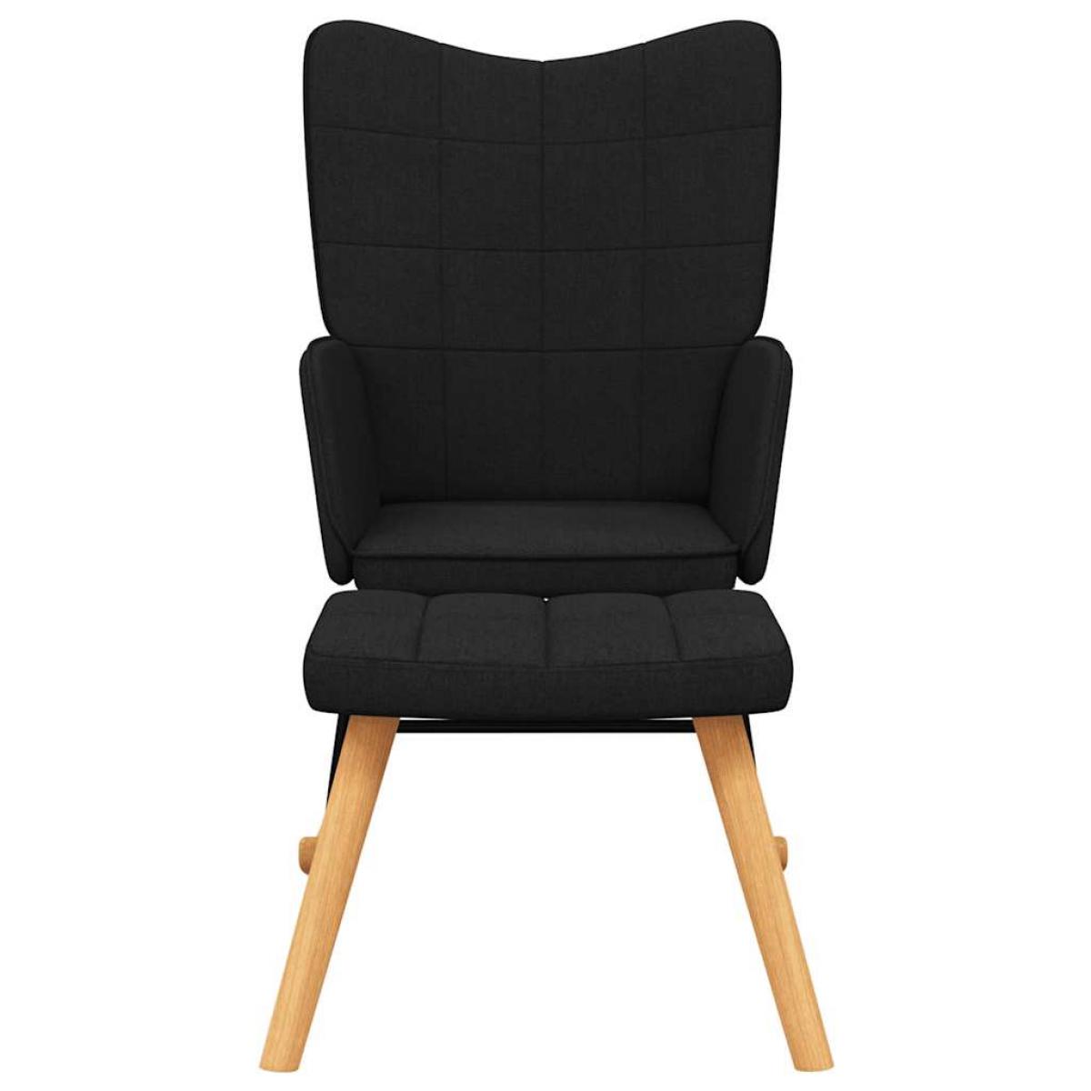 Silla mecedora con reposapiés tela negro