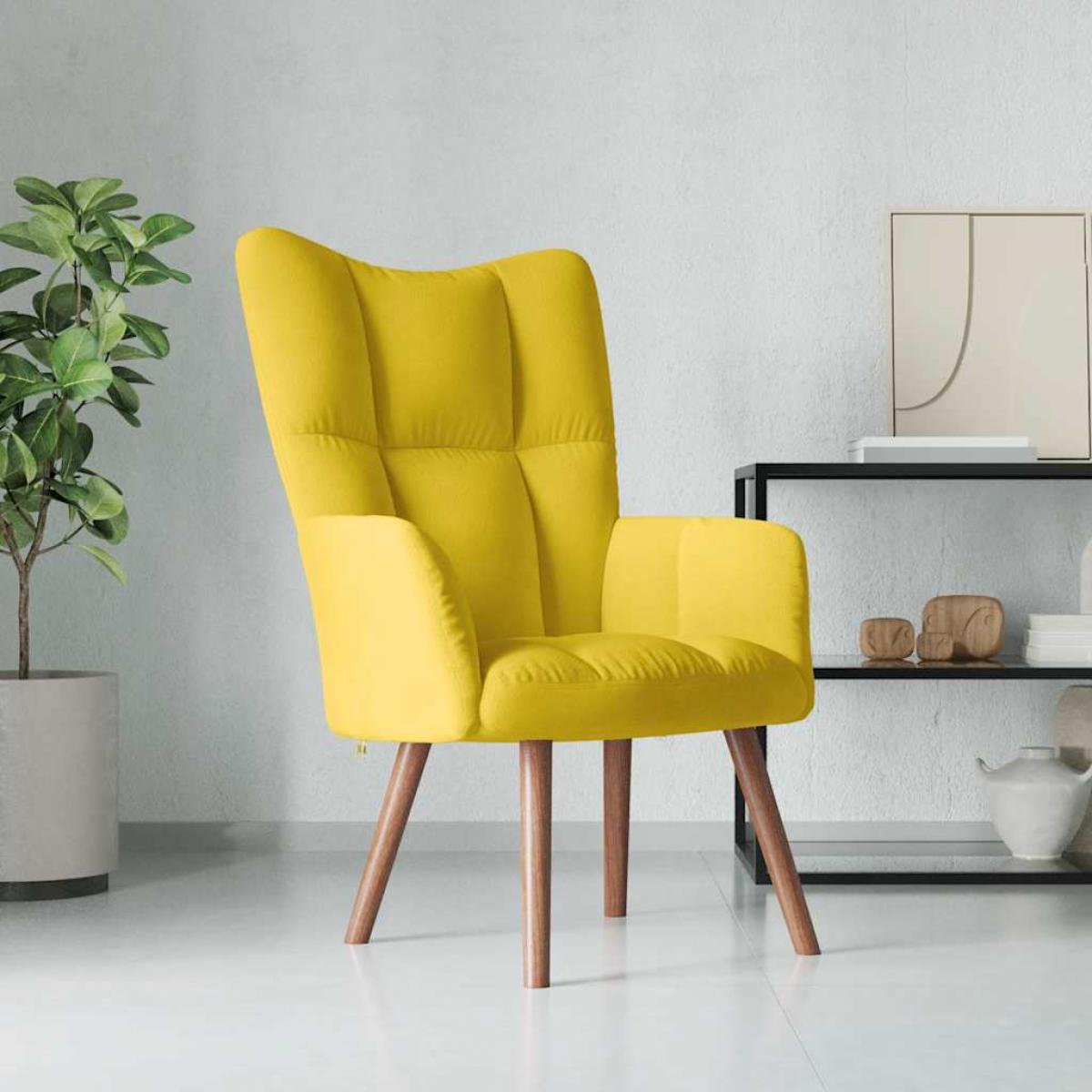 Sillón de relax de terciopelo amarillo mostaza
