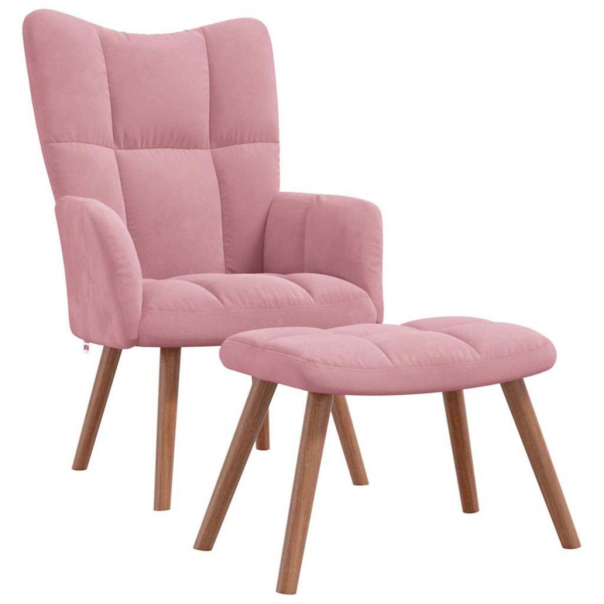 Sillón de relax con taburete terciopelo rosa