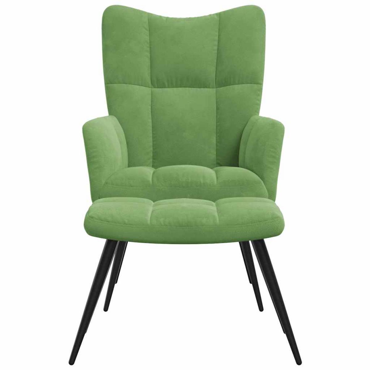 Sillón de relax con taburete terciopelo verde claro