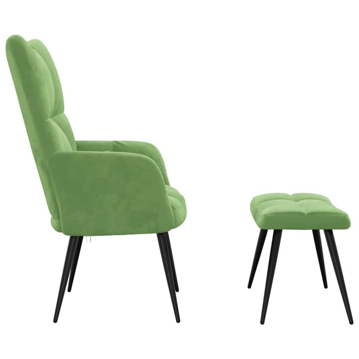 Sillón de relax con taburete terciopelo verde claro