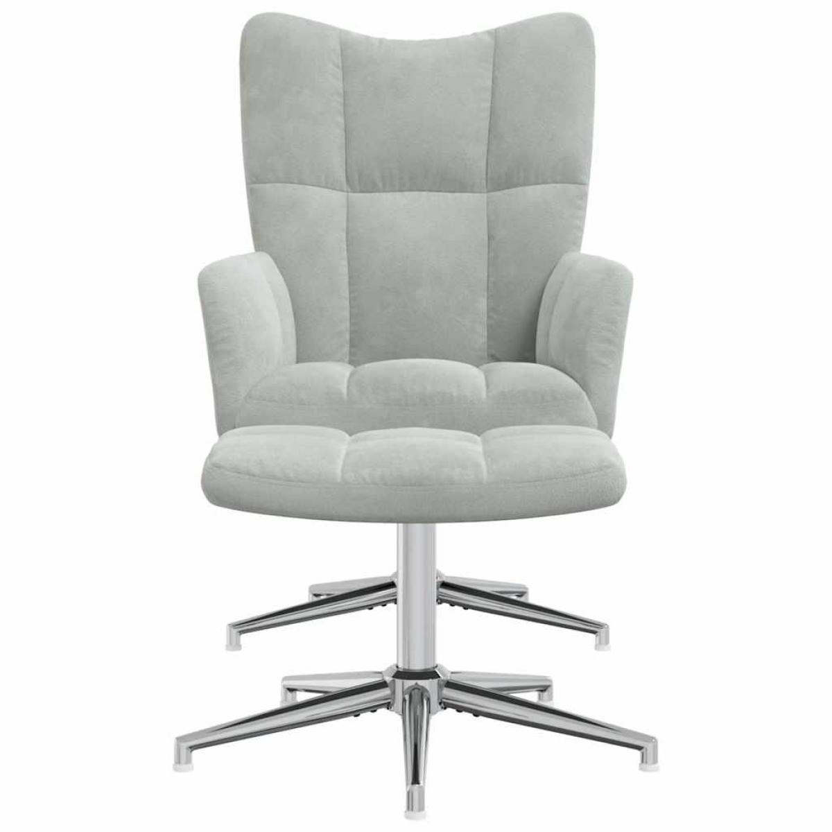 Sillón de relax con taburete terciopelo gris claro