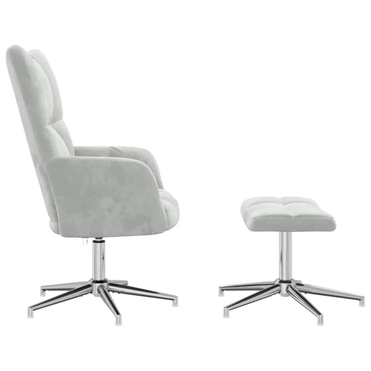 Sillón de relax con taburete terciopelo gris claro
