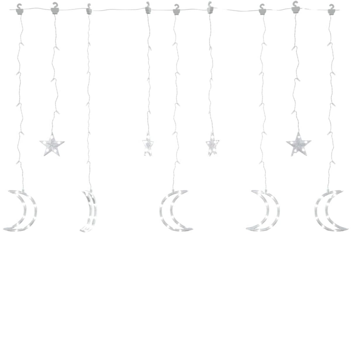 Luces estrella y luna 138 LEDs blanco frío con control remoto