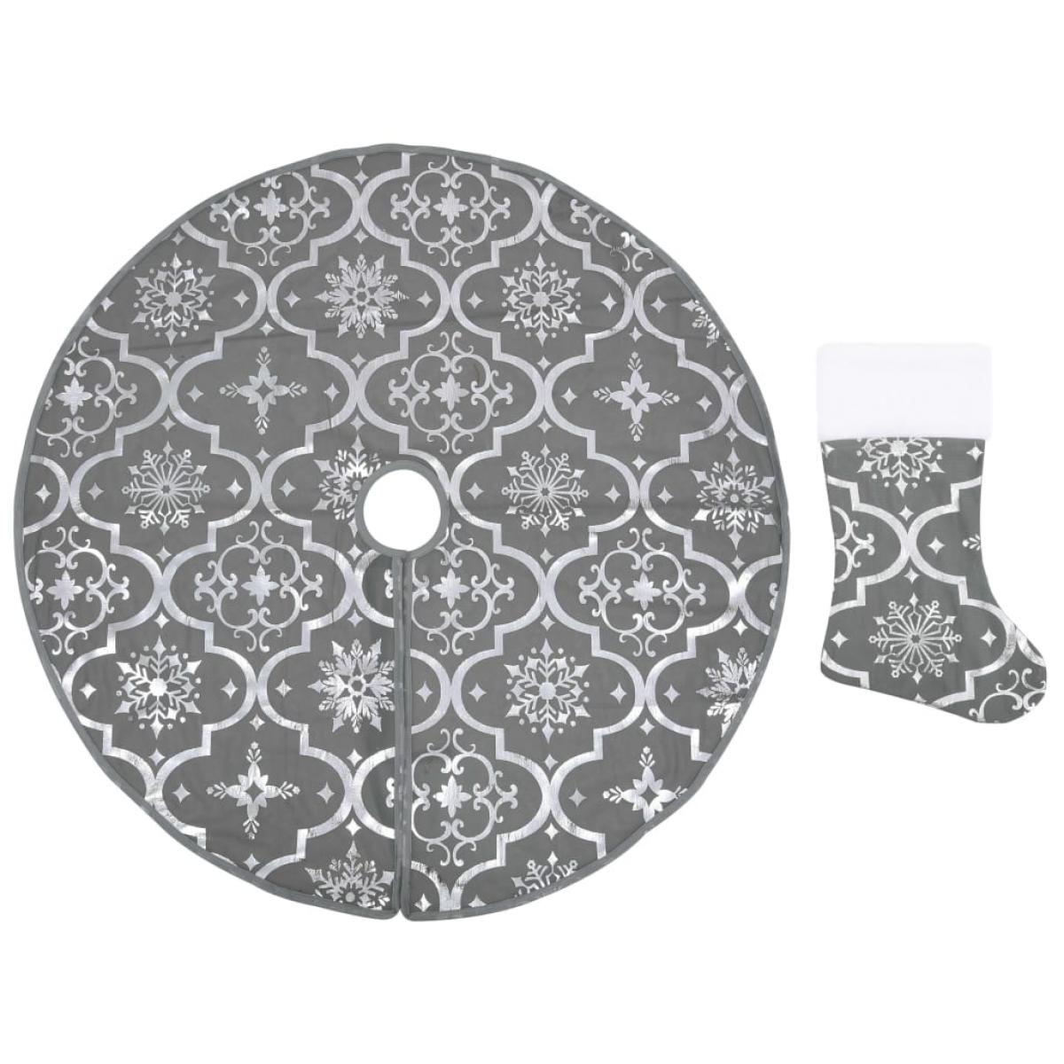 Falda del árbol de Navidad de lujo con calcetín tela gris 150cm