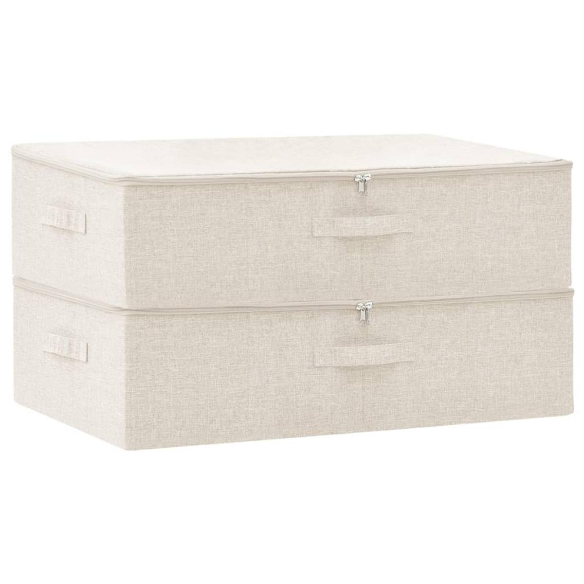 Cajas de almacenaje 2 uds tela crema 70x40x18 cm