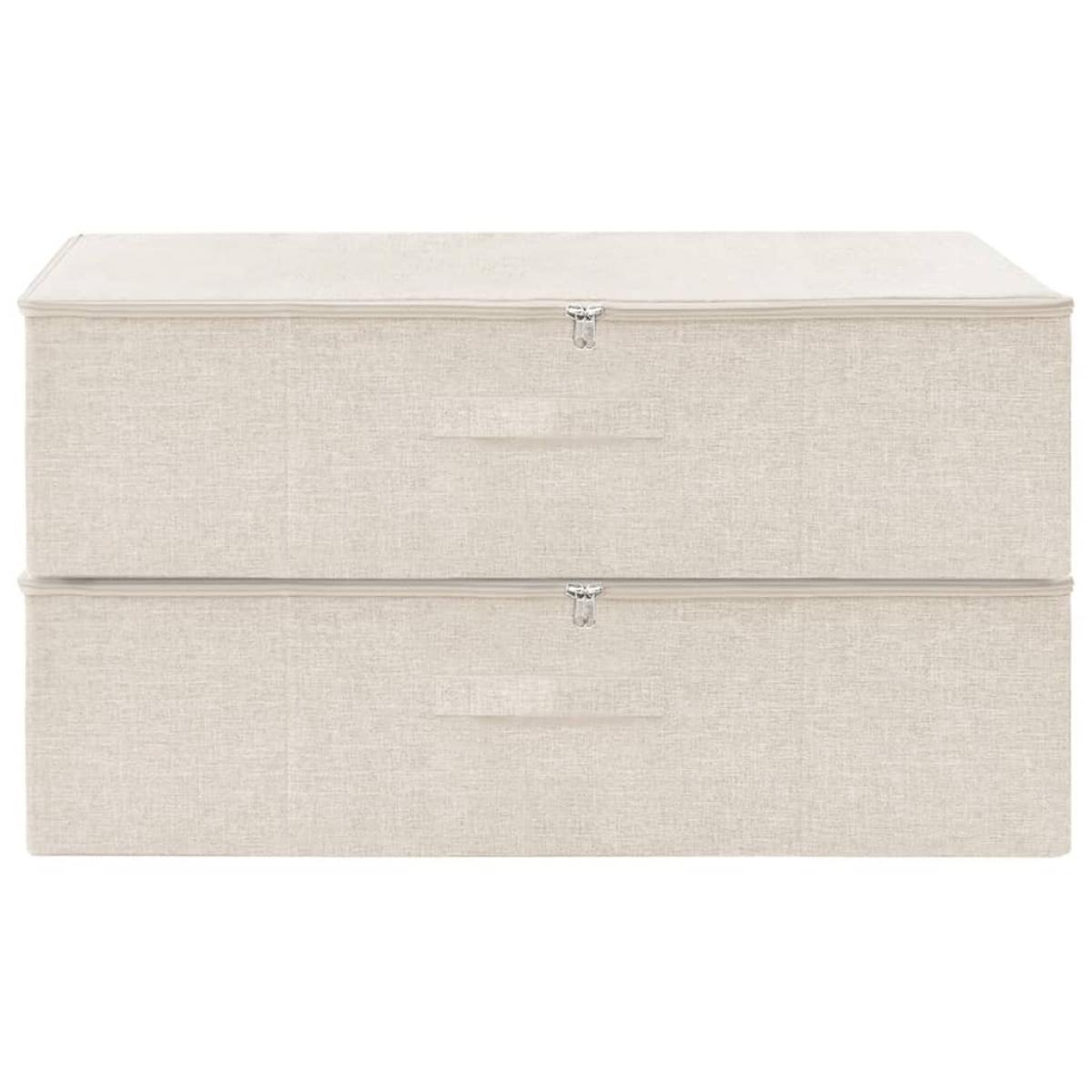 Cajas de almacenaje 2 uds tela crema 70x40x18 cm
