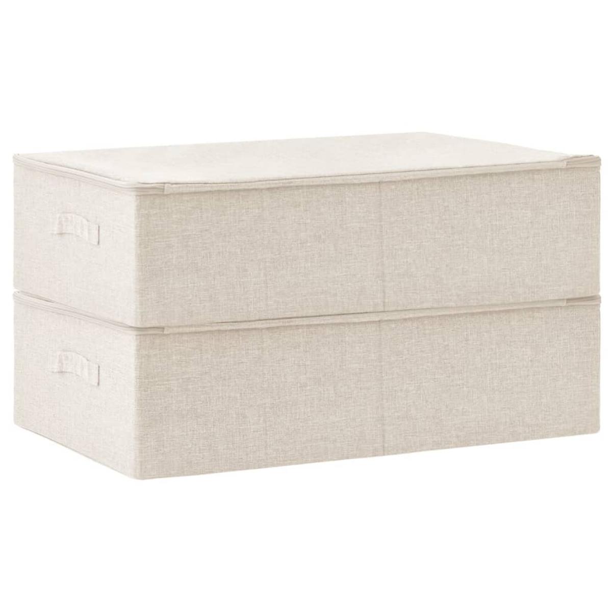 Cajas de almacenaje 2 uds tela crema 70x40x18 cm