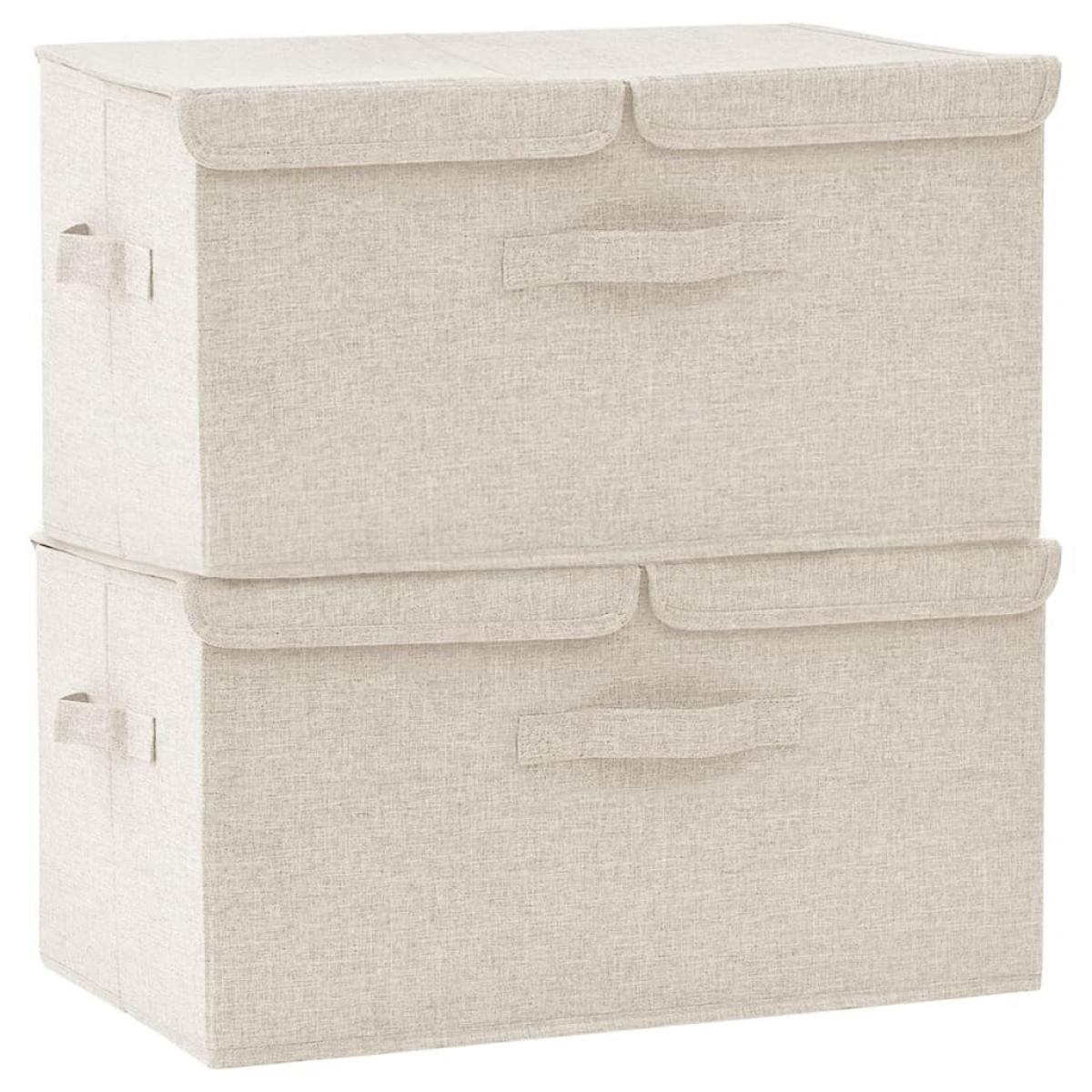 Cajas de almacenaje 2 unidades tela color crema 50x30x25 cm