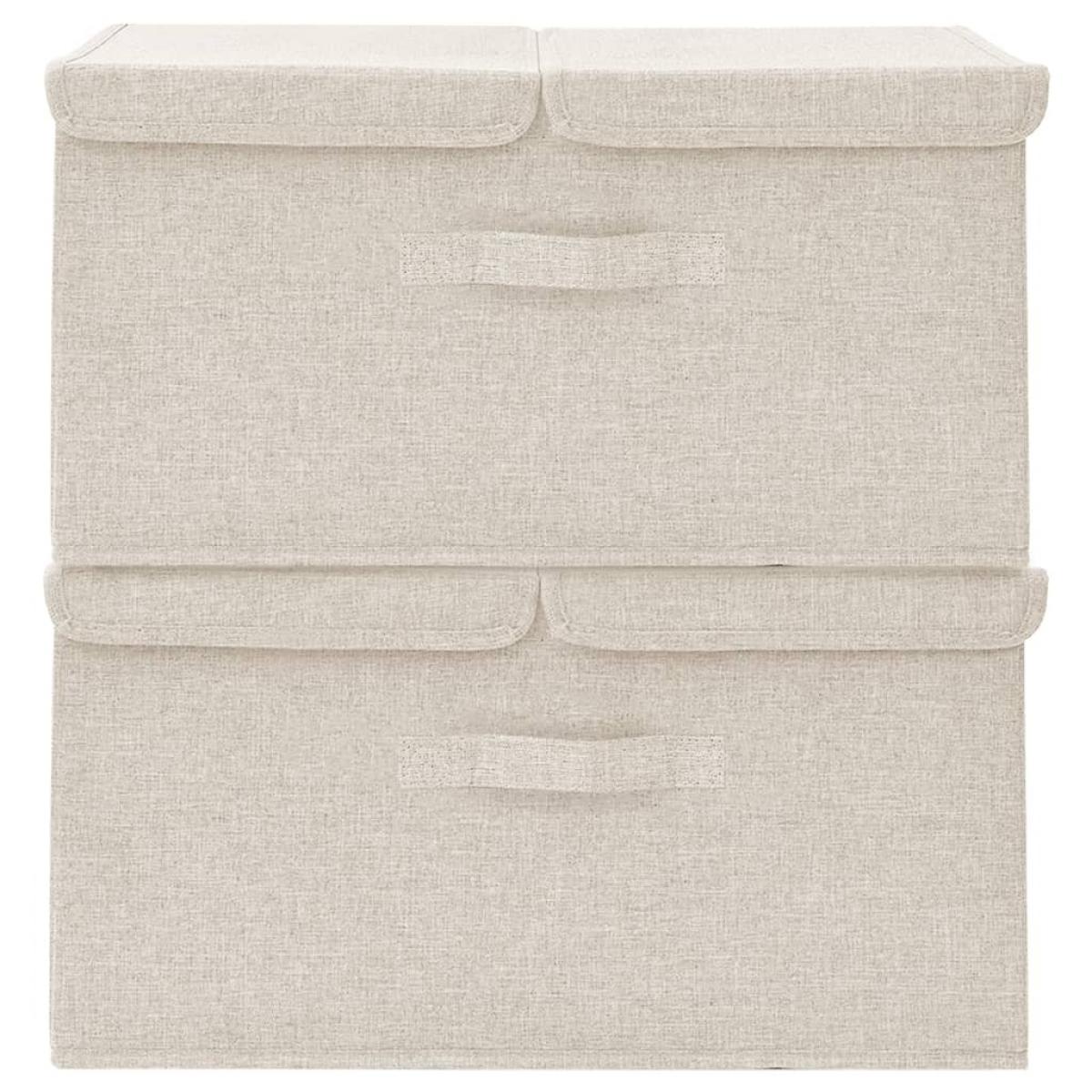 Cajas de almacenaje 2 unidades tela color crema 50x30x25 cm