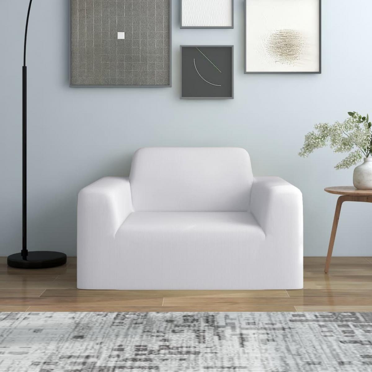 Funda elástica para sillón poliéster jersey blanca