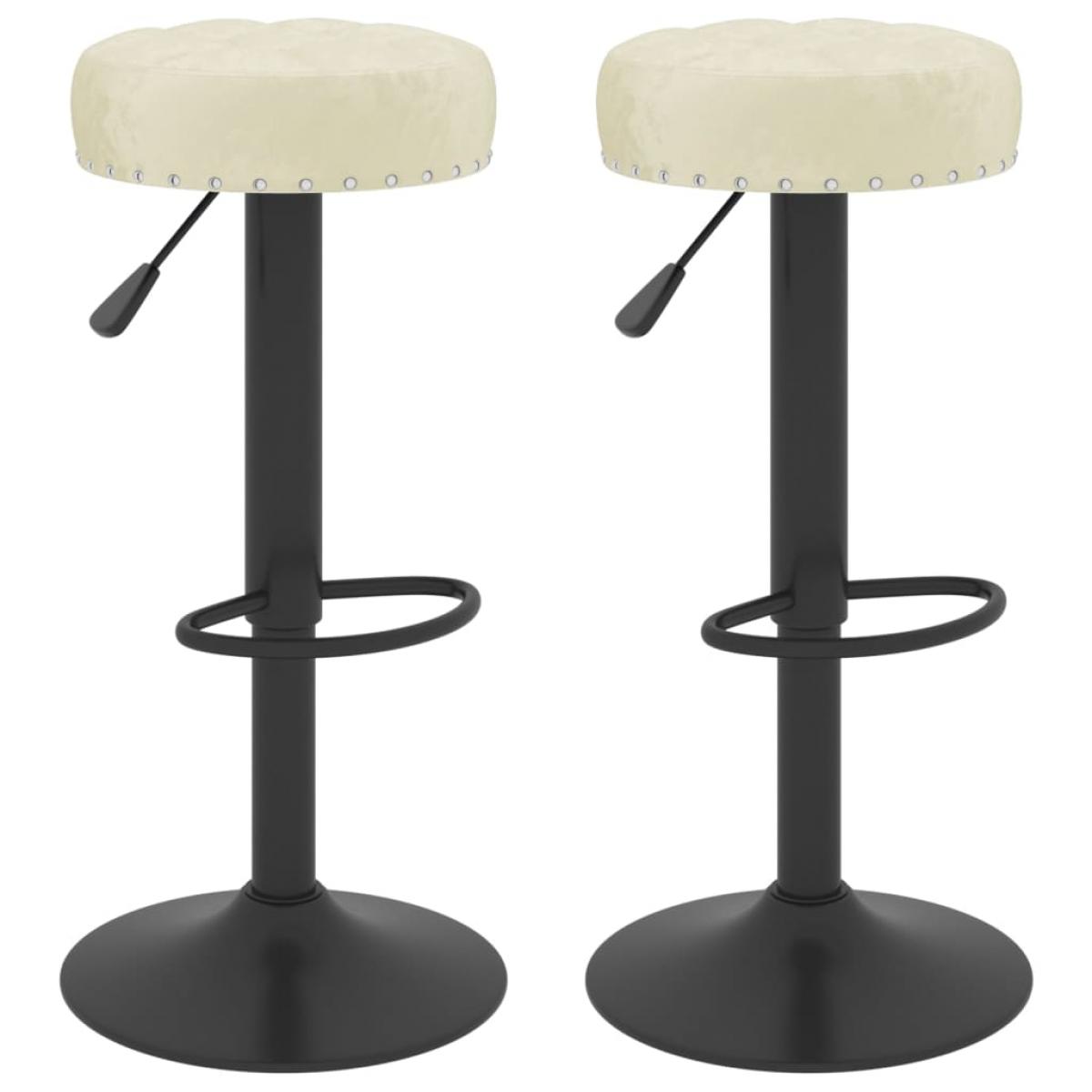 Taburetes de cocina 2 unidades terciopelo crema