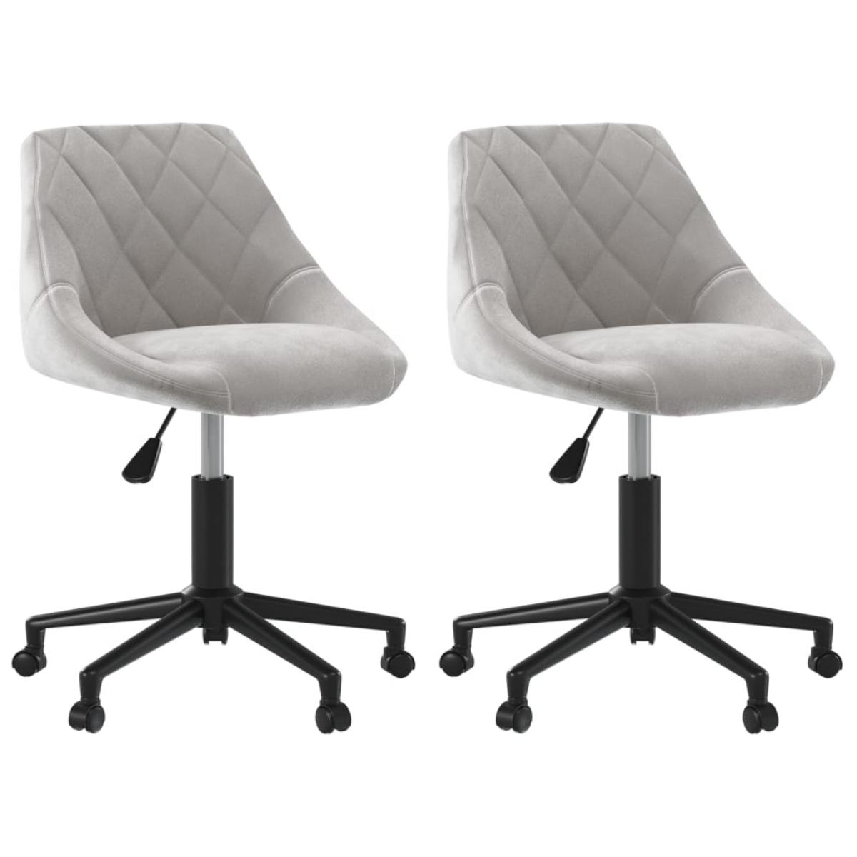 Sillas de comedor giratorias 2 uds de terciopelo gris claro