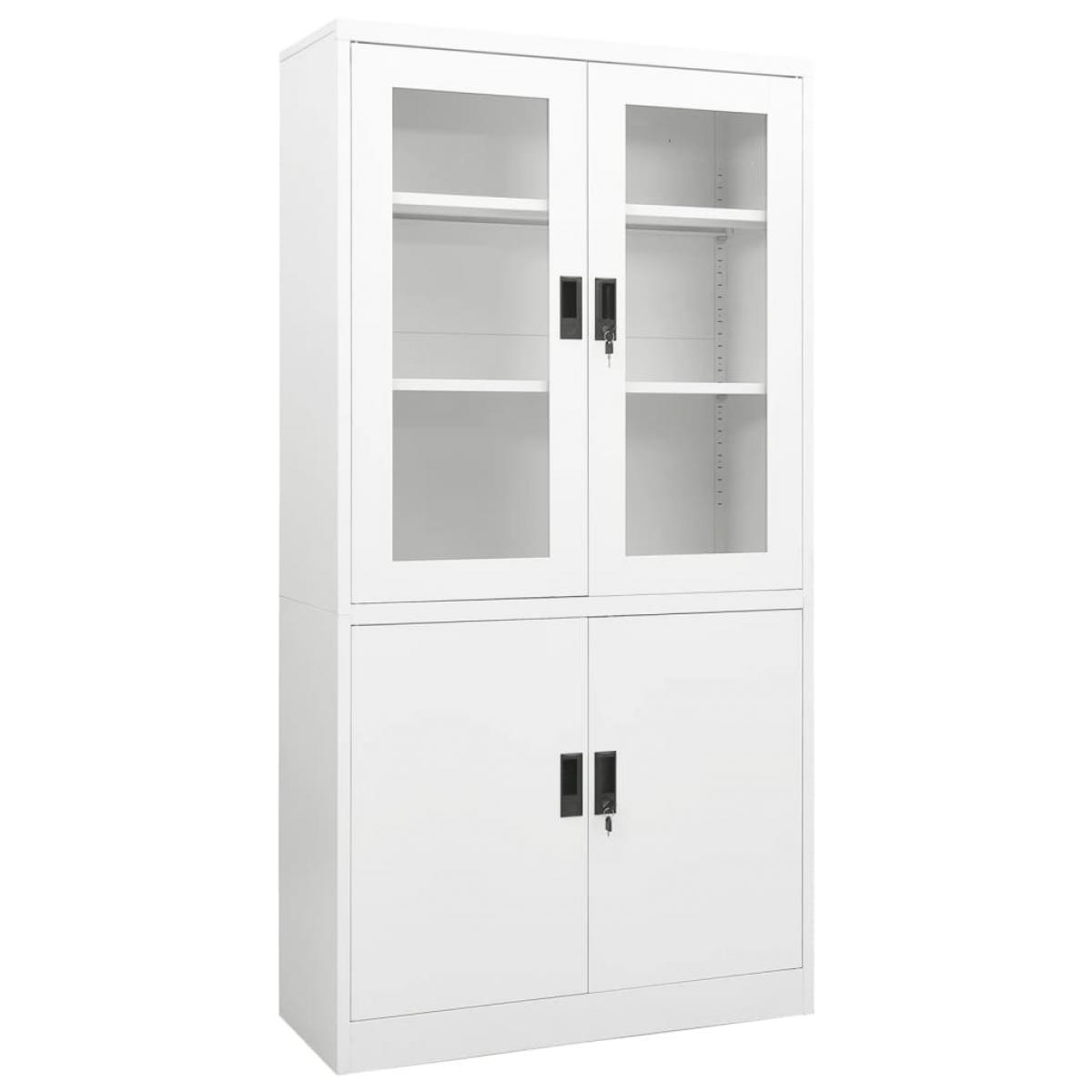 Armario de oficina de acero blanco 90x40x180 cm