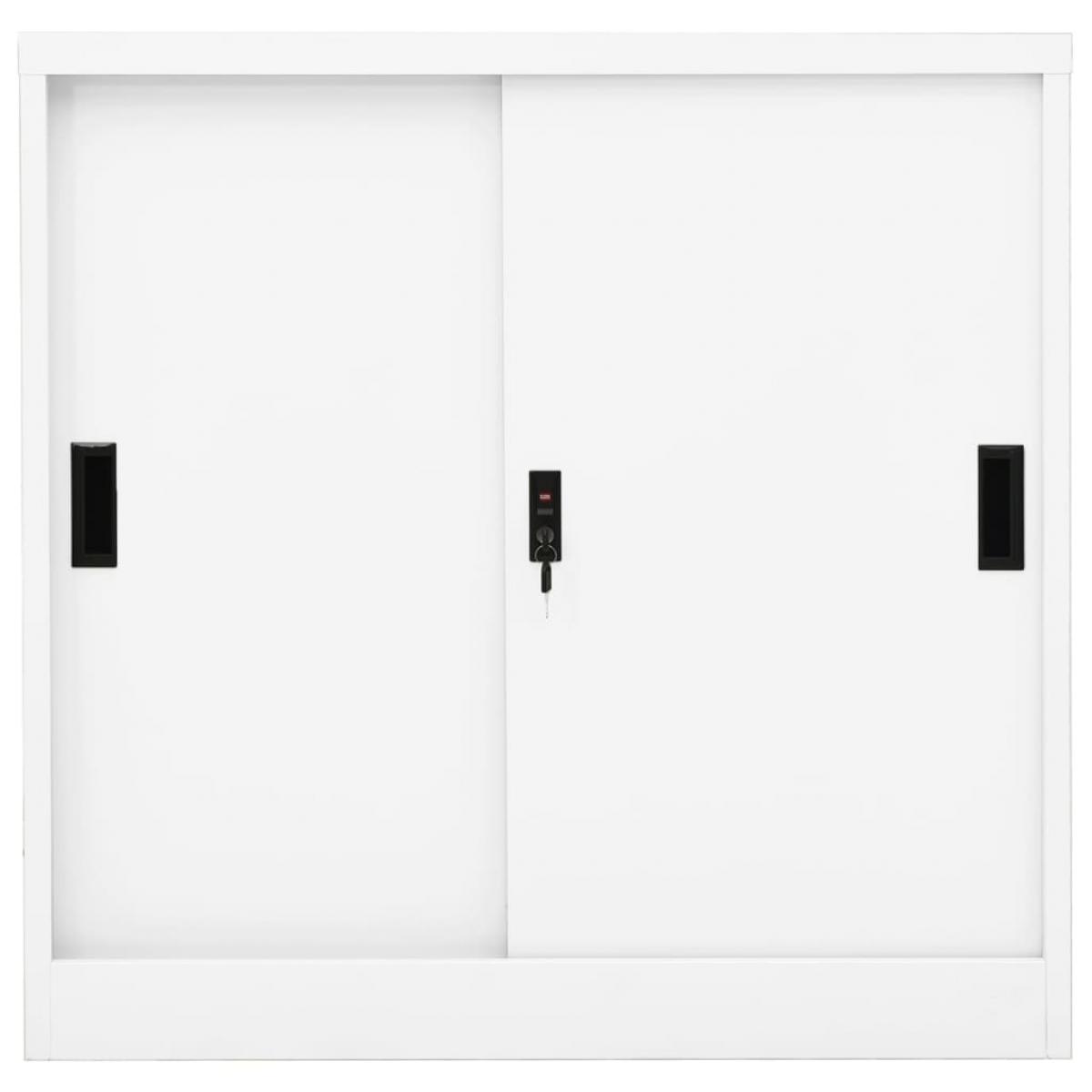 Armario de oficina con puerta corredera acero blanco 90x40x90cm