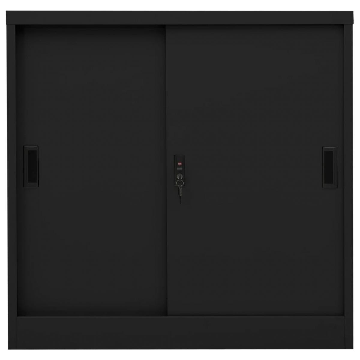Armario de oficina con puerta corredera acero negro 90x40x90cm