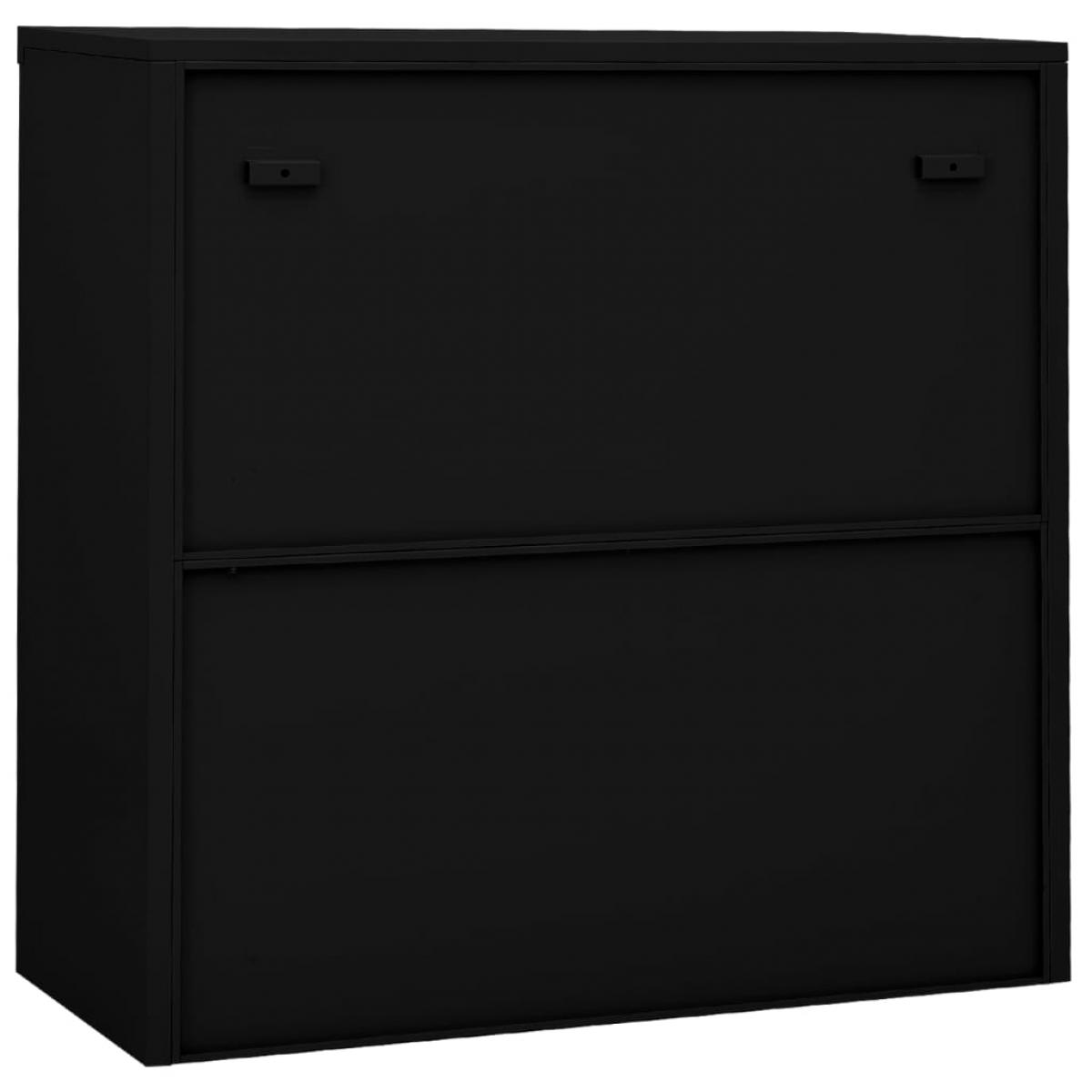 Armario de oficina con puerta corredera acero negro 90x40x90cm