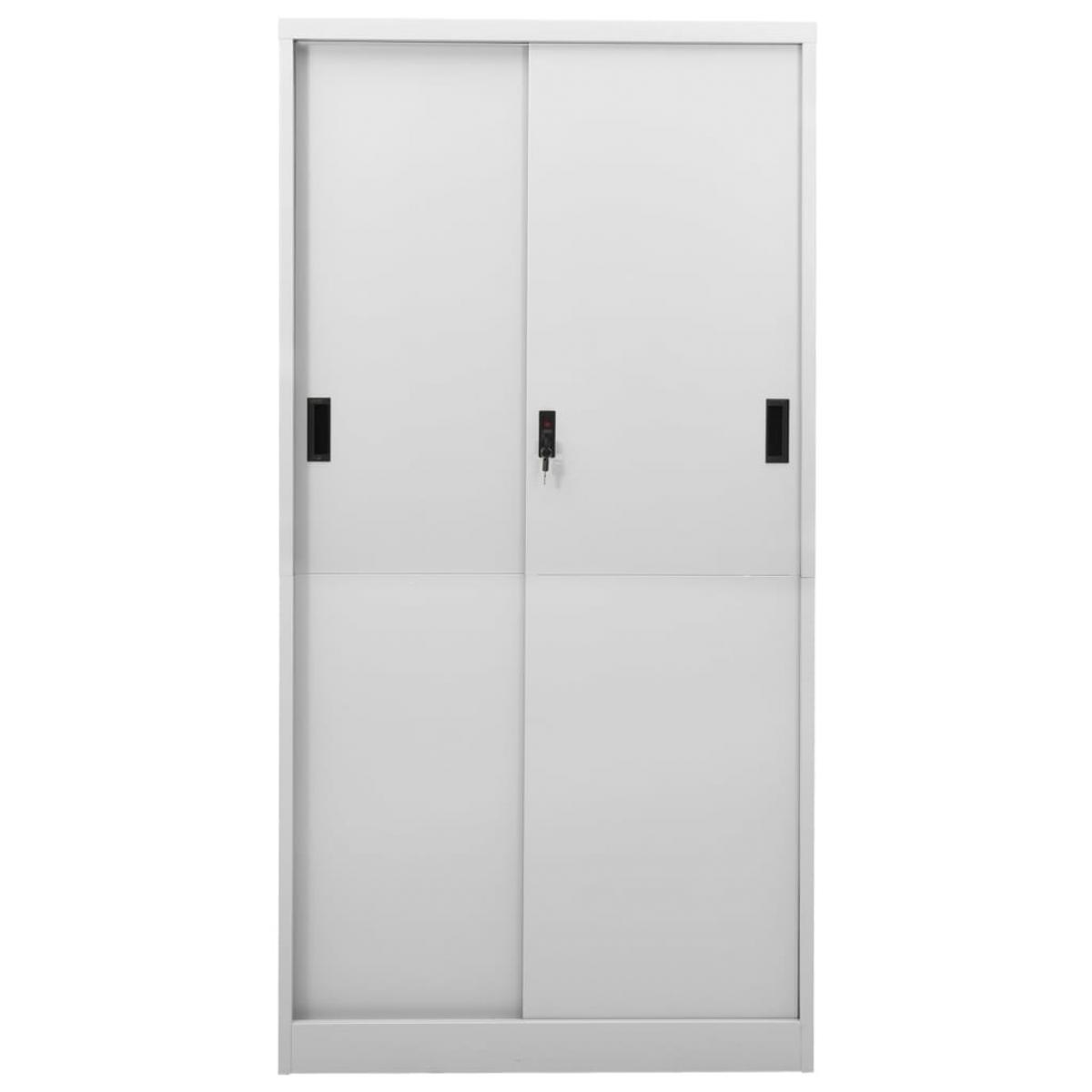 Armario oficina puerta corredera acero gris claro 90x40x180 cm