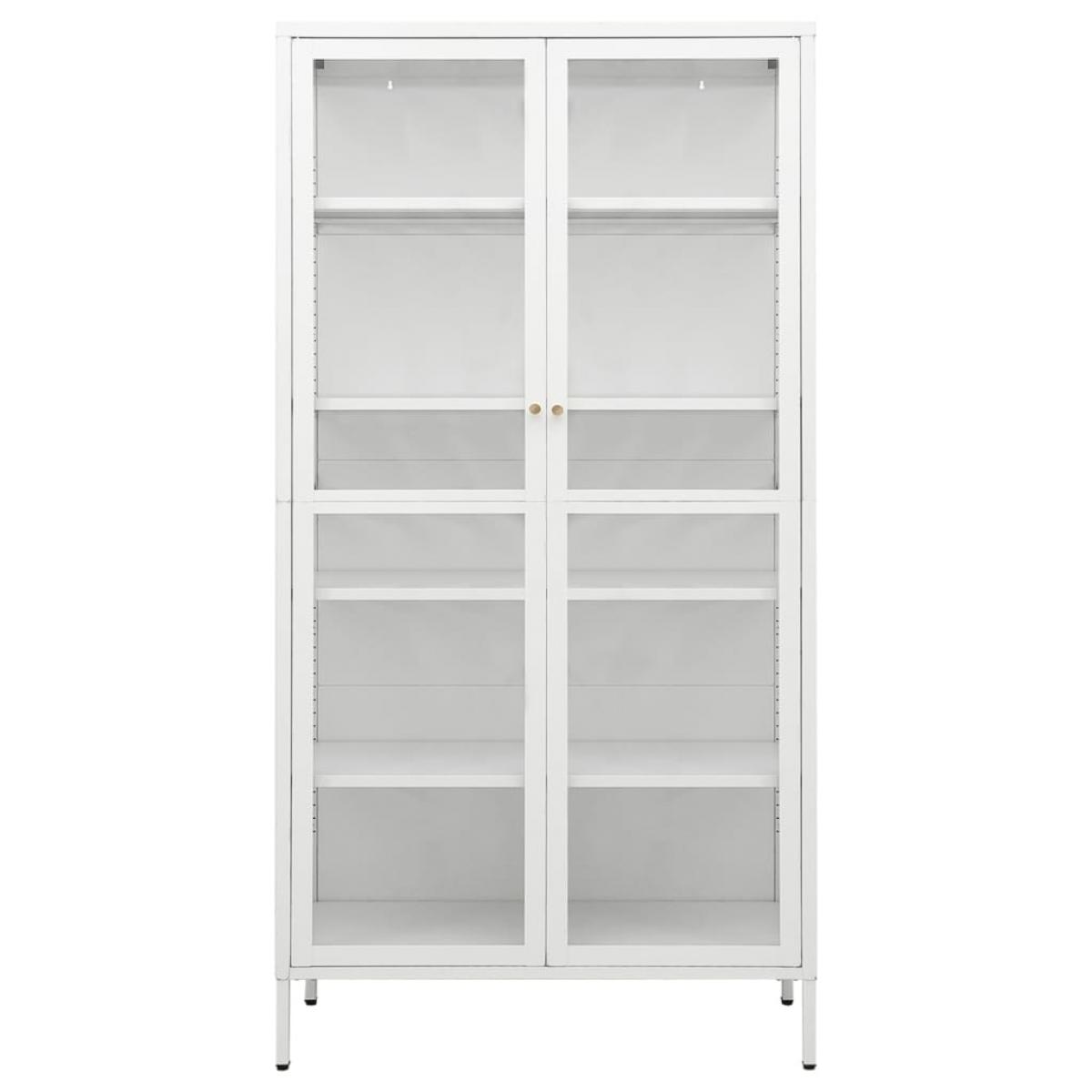 Vitrina de acero y vidrio templado blanca 90x40x180 cm