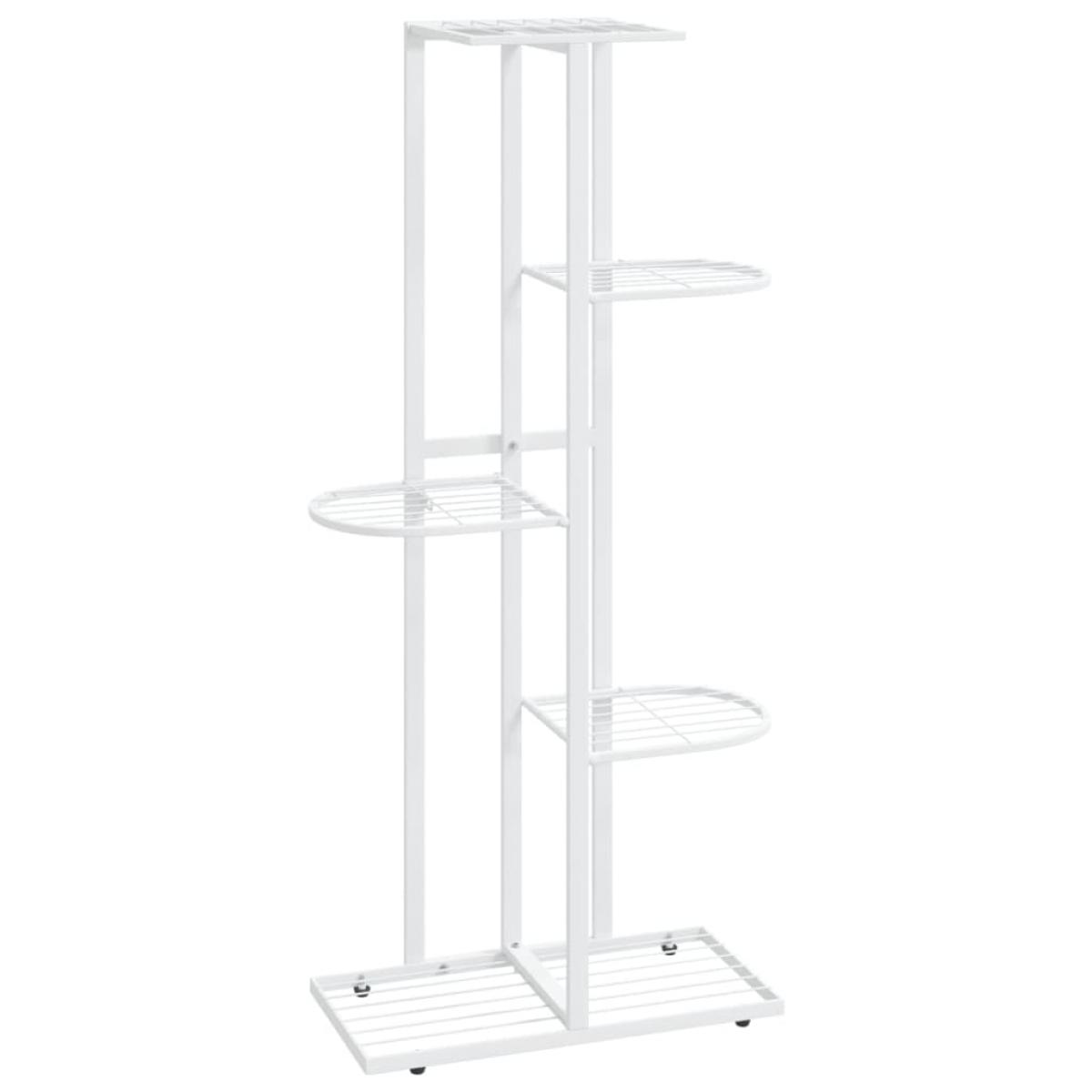 Soporte de flores de 5 estantes de metal blanco 43x22x98 cm